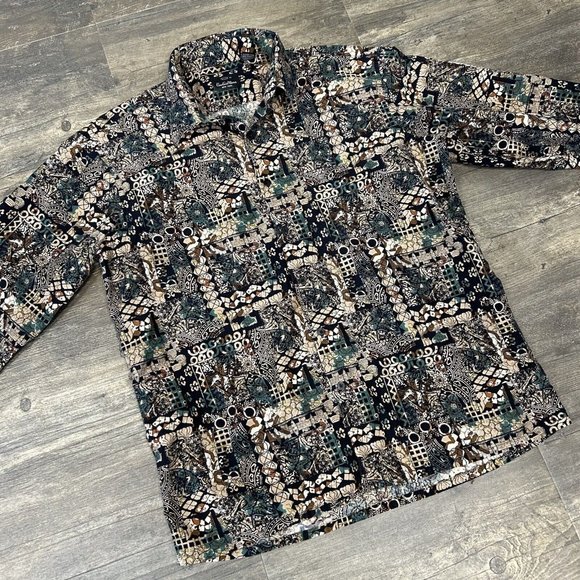 Vintage Countess Wara Shirt Men Size‎ Large Button Front Long Sleeve Abstract - Picture 1 of 10